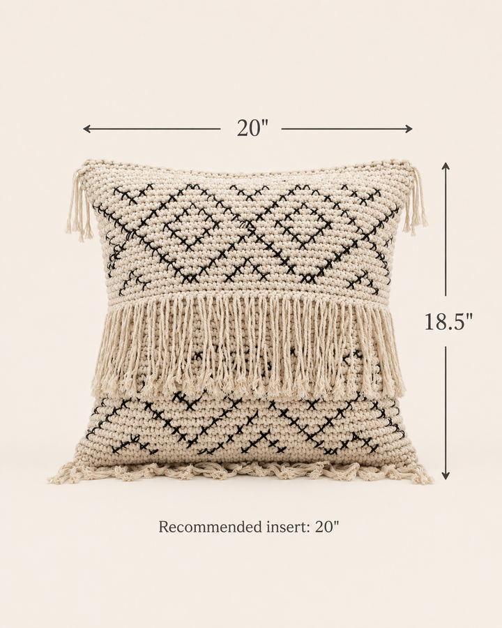 Bohemian Tasseled Macrame Throw Pillow