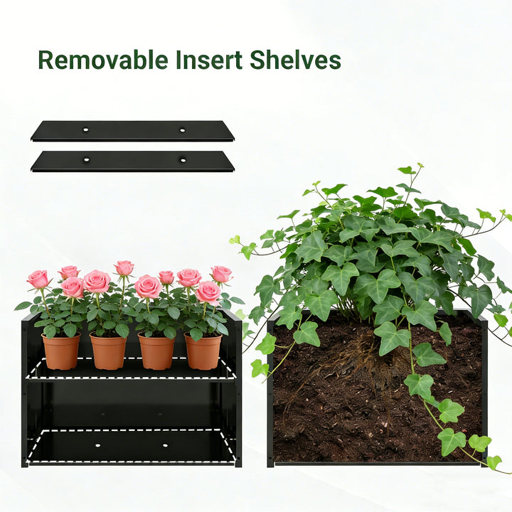 2-Piece Metal Planter Box with Trellis