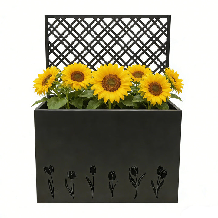 Tall Metal Planter Raised Garden Bed with Trellis