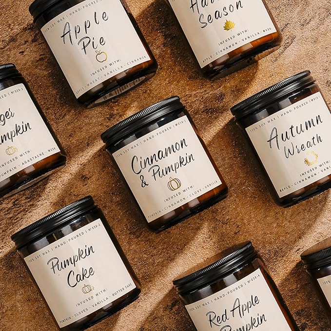 Fall Candles, Apple Pie Scented Candle for Home- Fall Scented Candles Gift Set for Women &amp; Men, Autumn Aromatherapy Candle for Holiday, Thanksgiving, Cozy Home Décor，Long-Lasting Fragrance，7 oz