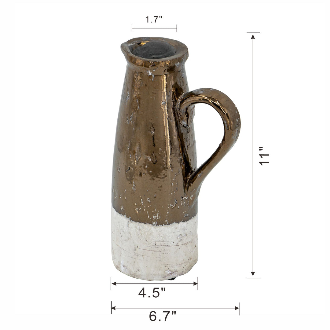 Candia Terracotta Pitcher Vase, Sienna