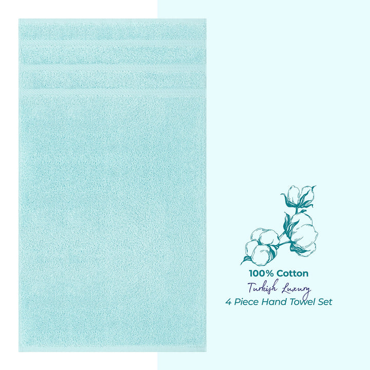 American Soft Linen 100%  Cotton Turkish Towels, 4 Pack Hand Towel Set, Super Soft, Absorbent, Quick Dry Premium Towels
