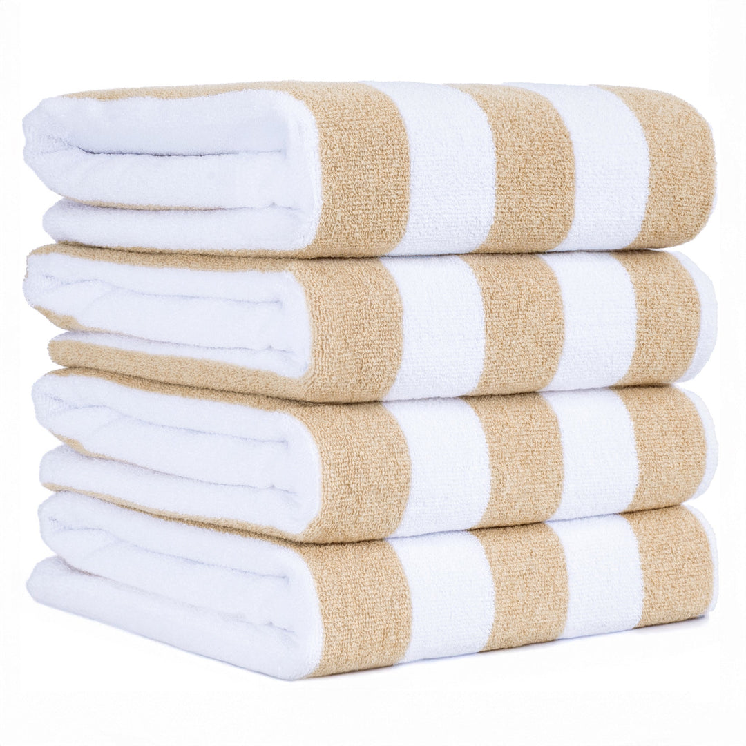 American Soft Linen, Premium Cotton 4 Pack Beach Towels, 30" x 60" Cabana Striped Pool Towels