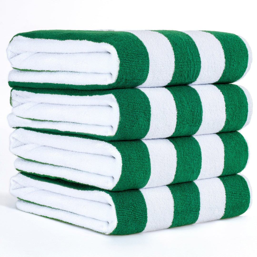 American Soft Linen, Premium Cotton 4 Pack Beach Towels, 30" x 60" Cabana Striped Pool Towels