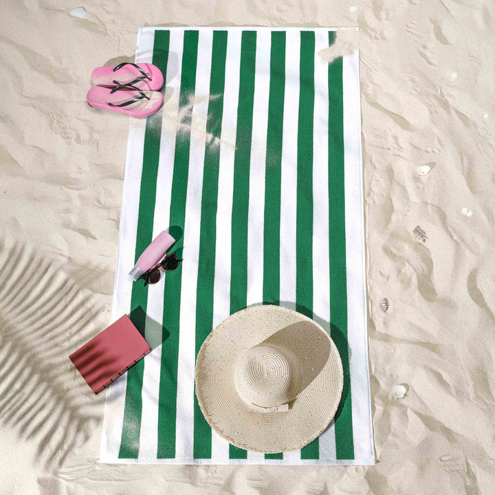 American Soft Linen, Premium Cotton 4 Pack Beach Towels, 30" x 60" Cabana Striped Pool Towels