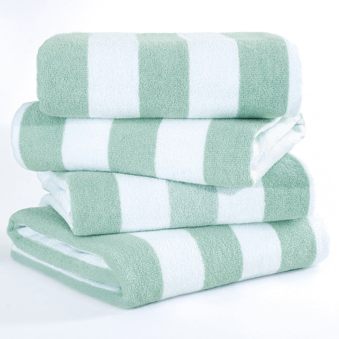 American Soft Linen, Premium Cotton 4 Pack Beach Towels, 30" x 60" Cabana Striped Pool Towels
