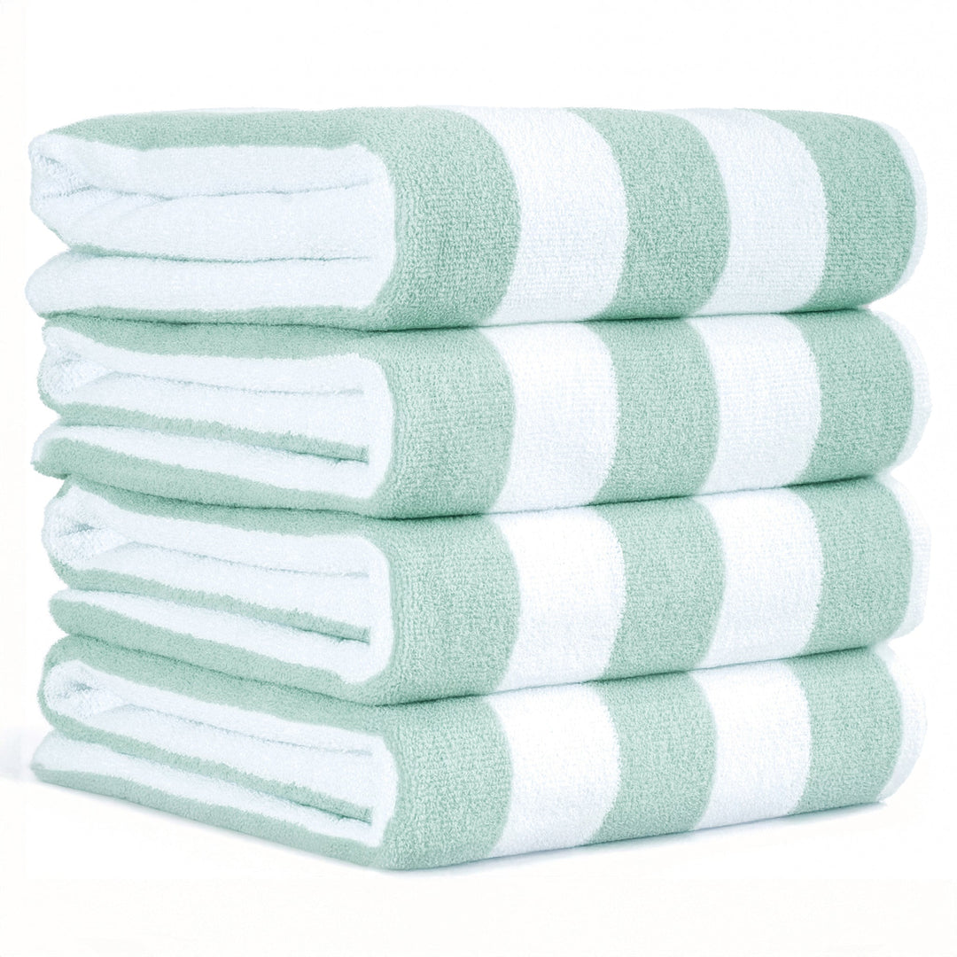 American Soft Linen, Premium Cotton 4 Pack Beach Towels, 30" x 60" Cabana Striped Pool Towels