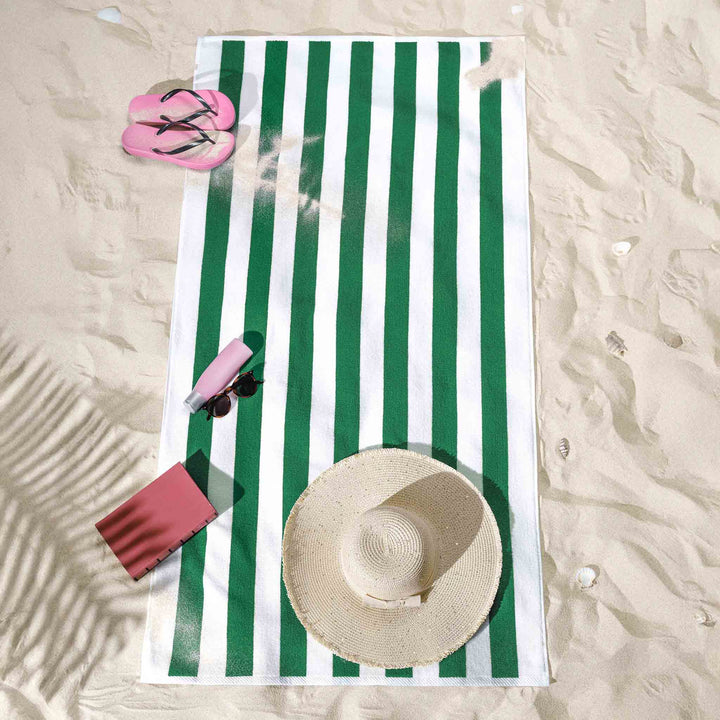 American Soft Linen, Premium Cotton 4 Pack Beach Towels, 30" x 60" Cabana Striped Pool Towels