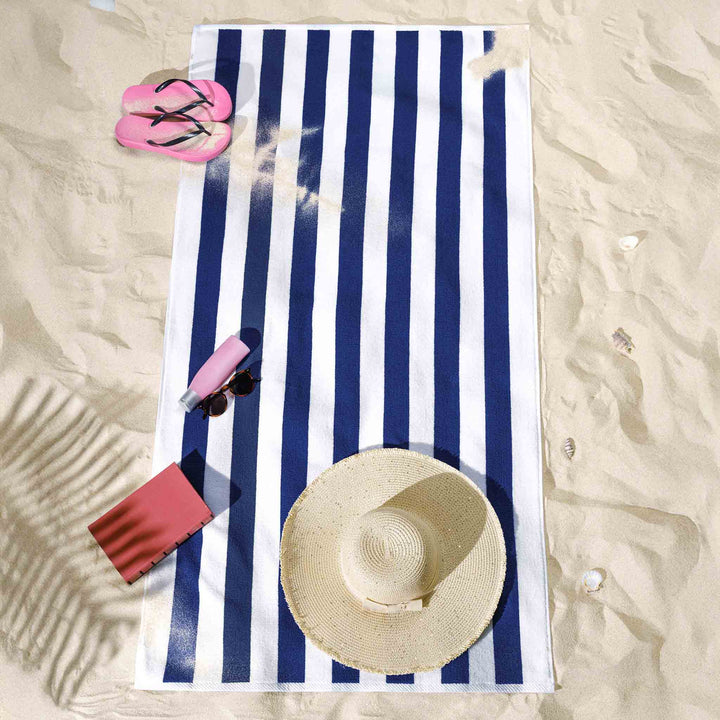 American Soft Linen, Premium Cotton 4 Pack Beach Towels, 30" x 60" Cabana Striped Pool Towels