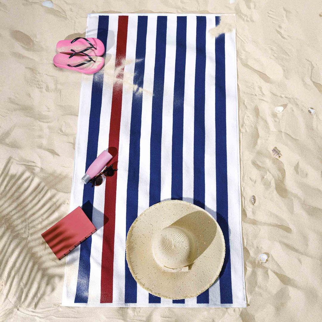 American Soft Linen, Premium Cotton 4 Pack Beach Towels, 30" x 60" Cabana Striped Pool Towels