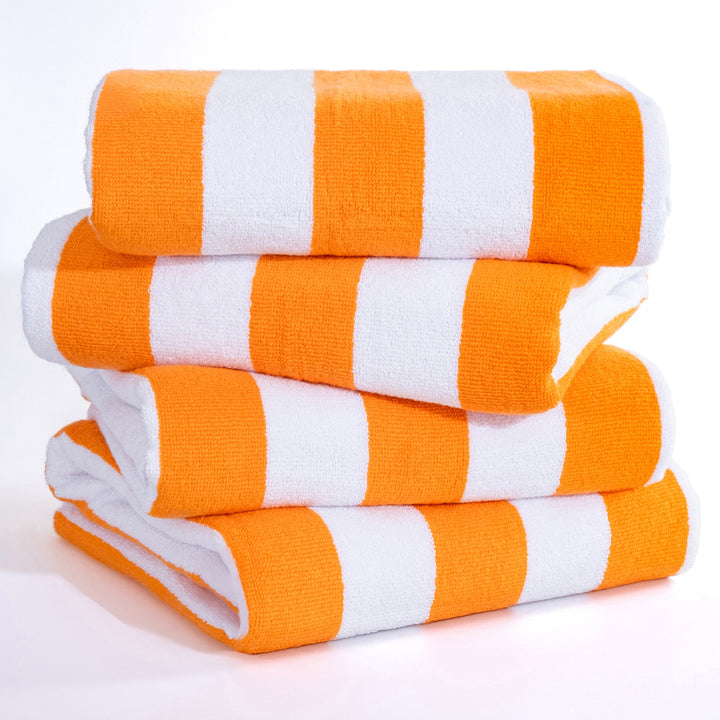American Soft Linen, Premium Cotton 4 Pack Beach Towels, 30" x 60" Cabana Striped Pool Towels