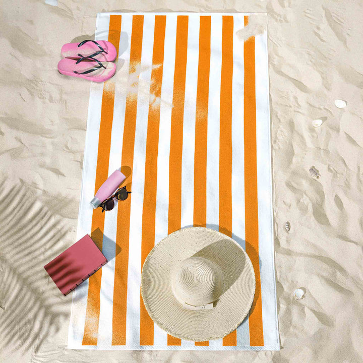 American Soft Linen, Premium Cotton 4 Pack Beach Towels, 30" x 60" Cabana Striped Pool Towels