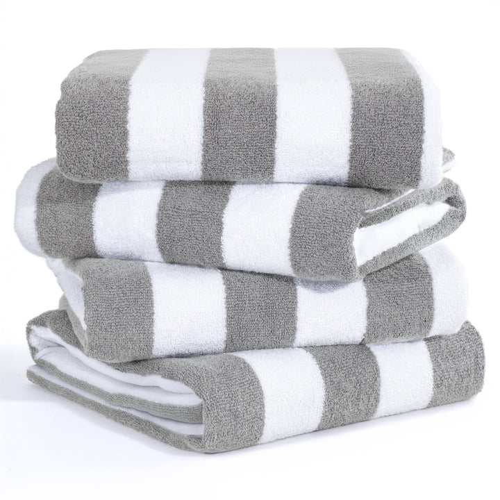 American Soft Linen, Premium Cotton 4 Pack Beach Towels, 30" x 60" Cabana Striped Pool Towels