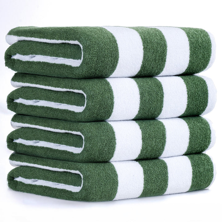 American Soft Linen, Premium Cotton 4 Pack Beach Towels, 30" x 60" Cabana Striped Pool Towels