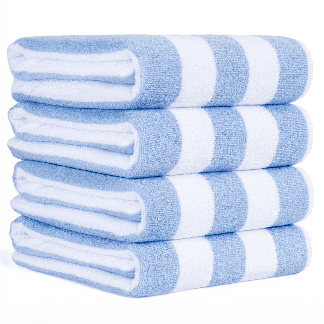 American Soft Linen, Premium Cotton 4 Pack Beach Towels, 30" x 60" Cabana Striped Pool Towels
