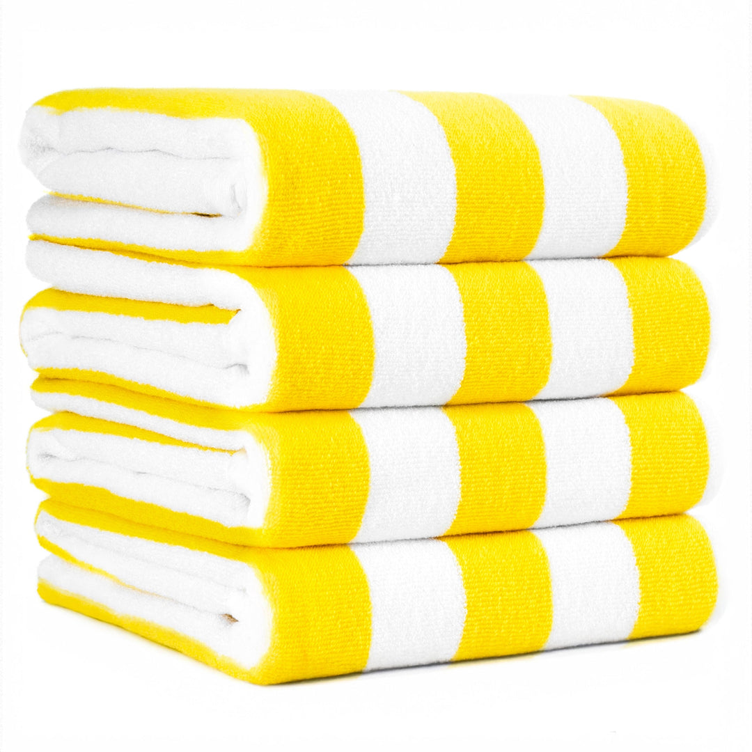 American Soft Linen, Premium Cotton 4 Pack Beach Towels, 30" x 60" Cabana Striped Pool Towels