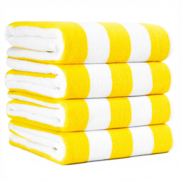 American Soft Linen, Premium Cotton 4 Pack Beach Towels, 30" x 60" Cabana Striped Pool Towels