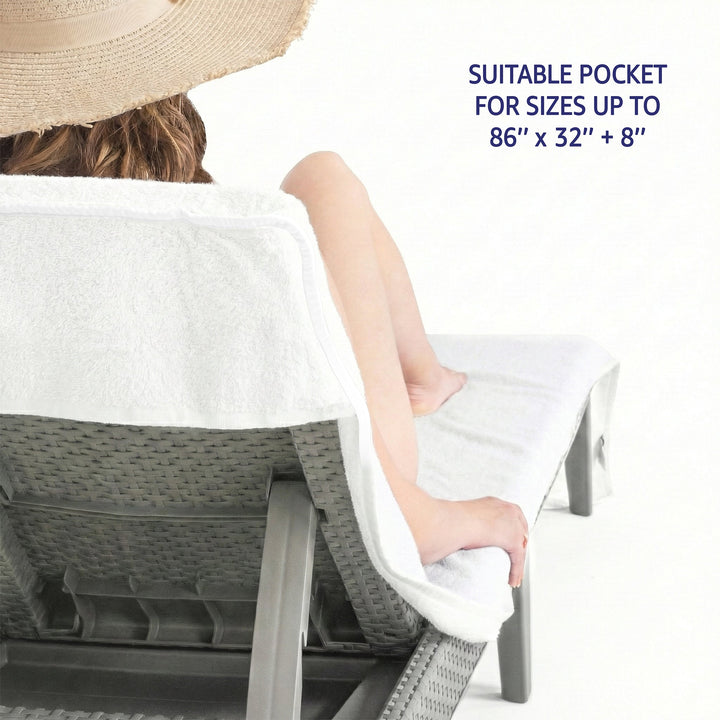 American Soft Linen Chaise Lounge Covers with Pocket, Premium Cotton, 86x32 Inches