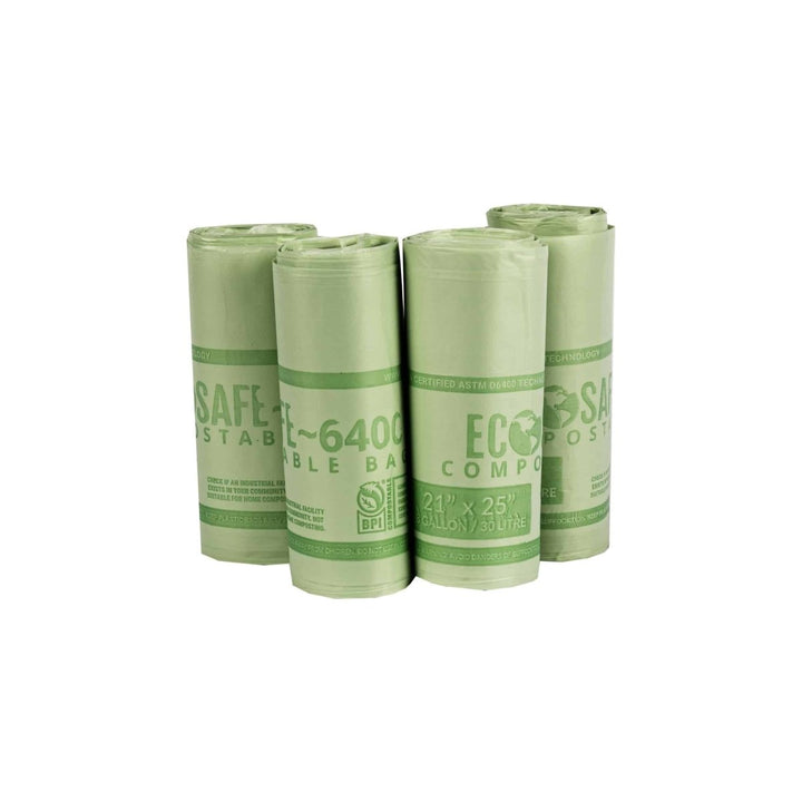 EcoSafe 8 Gal Compostable Bag/Liner - 21X25 Convenience (1-Roll Pack, QTY:12)