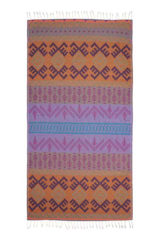 Aztec Pattern Bleu Fonce - Turkish Towel