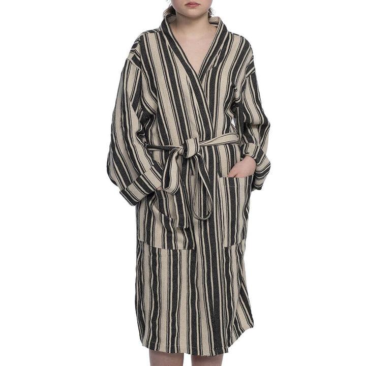 Cotton Linen Blend Kimono Bathrobe – Lightweight Unisex Robe