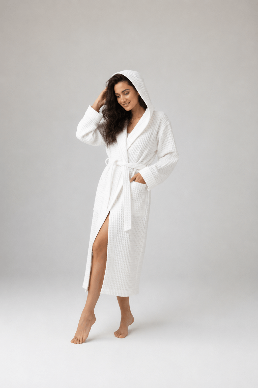 Organic Turkish Cotton Waffle Bathrobe – Lightweight Spa Robe for Men &amp; Women