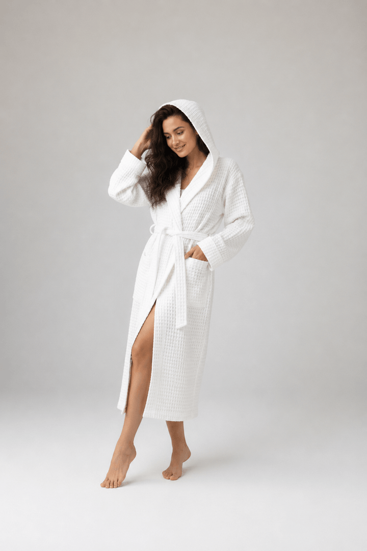 Organic Turkish Cotton Waffle Bathrobe – Lightweight Spa Robe for Men &amp; Women