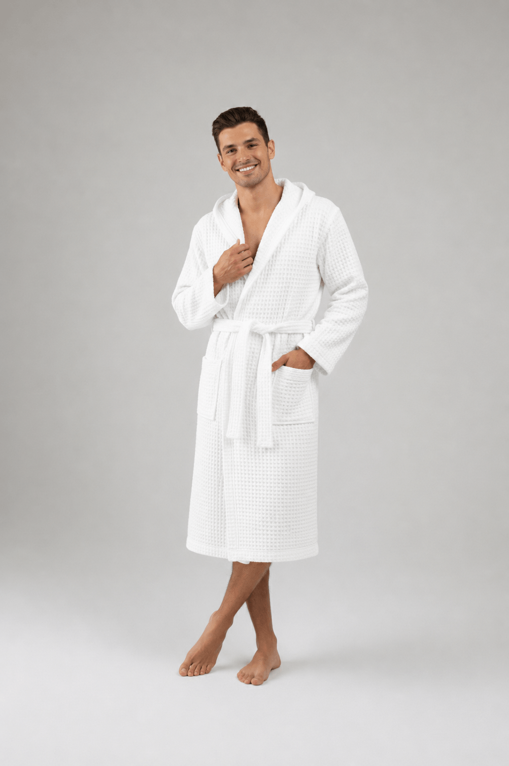 Organic Turkish Cotton Waffle Bathrobe – Lightweight Spa Robe for Men &amp; Women