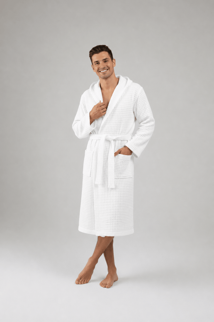 Organic Turkish Cotton Waffle Bathrobe – Lightweight Spa Robe for Men &amp; Women