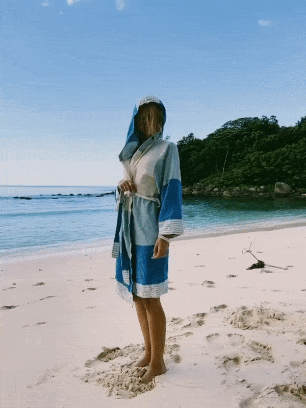 Turkish Cotton Hooded Bathrobe – Lightweight Multi-Color Robe