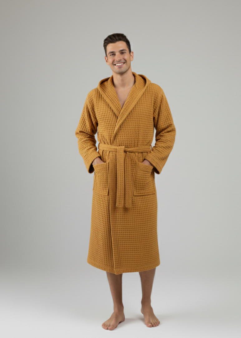 Organic Turkish Cotton Waffle Bathrobe – Lightweight Spa Robe for Men &amp; Women