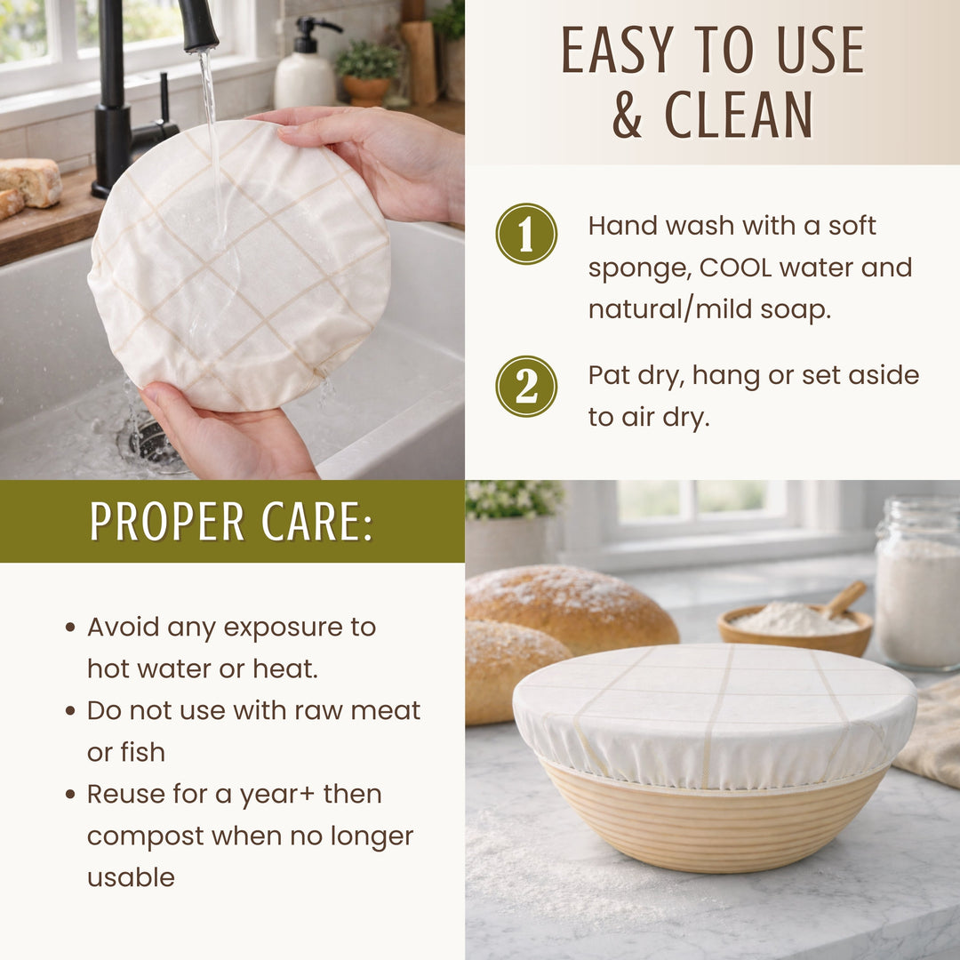 Reusable Beeswax Bowl Covers for Bread Proofing, L-10"