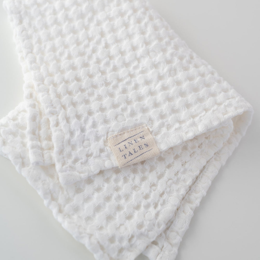 Linen Tales White Linen &amp; Cotton Honeycomb Waffle Towel