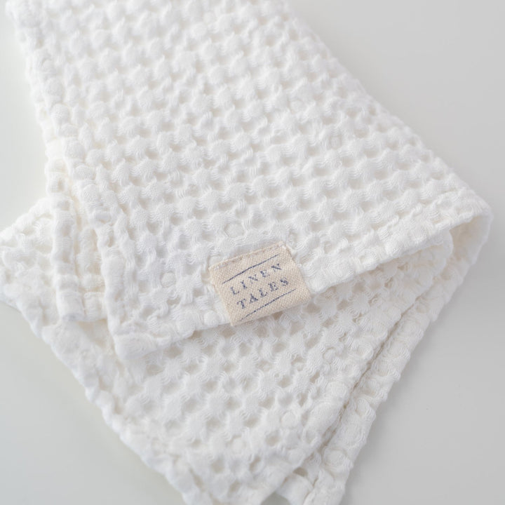 Linen Tales White Linen &amp; Cotton Honeycomb Waffle Towel