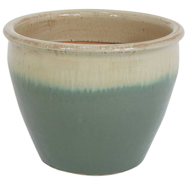 Round Glazed Ceramic Planter with Drainage