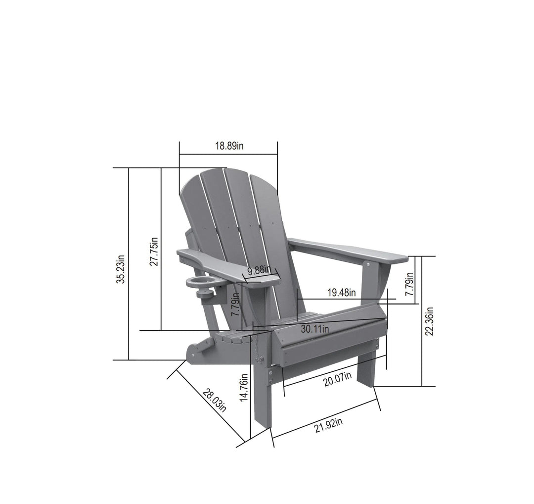 HDPE Folding Adirondack Chair - Composite Adirondack Chair with Wood Texture