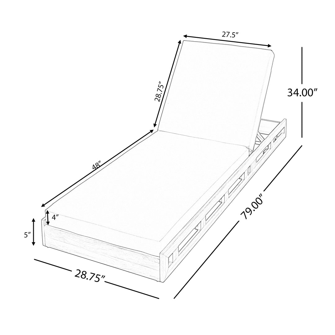 Lounge Chaise Set, Acacia Wood with Water-Resistant Lounge Cushions