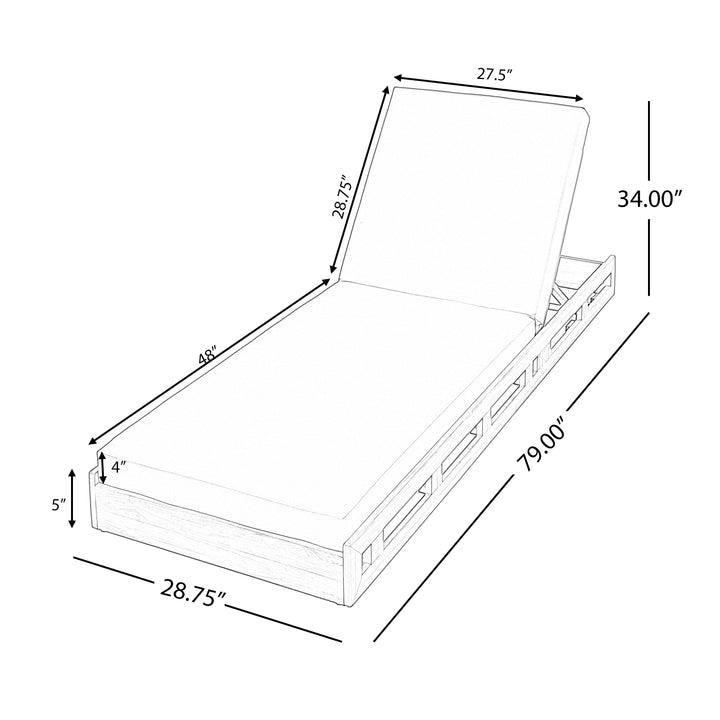 Lounge Chaise Set, Acacia Wood with Water-Resistant Lounge Cushions