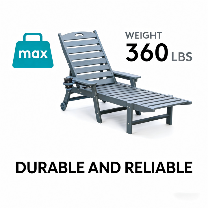 HDPE Chaise Lounge Chair Outdoor with Adjustable Backrest