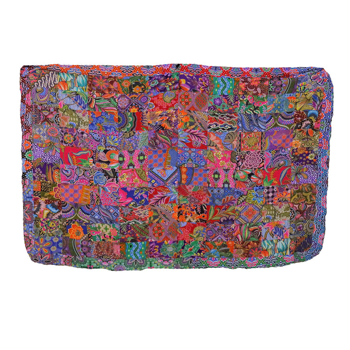 Handmade Reversible Quilt Blanket Throw, Quilt Patchwork, Upcycled, size 55 x 87 inches