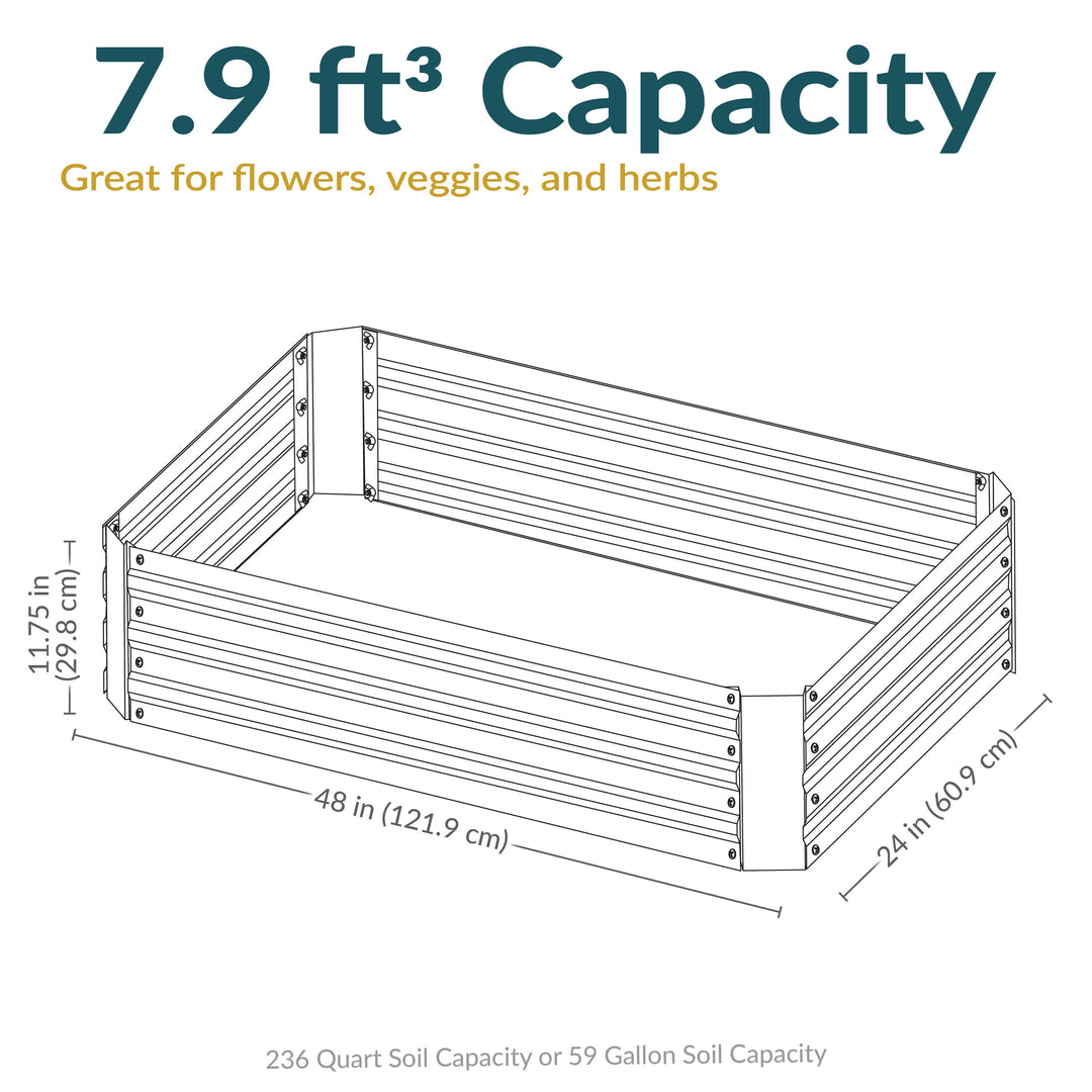 Galvanized Steel Raised Garden Bed - Rectangle - 48"