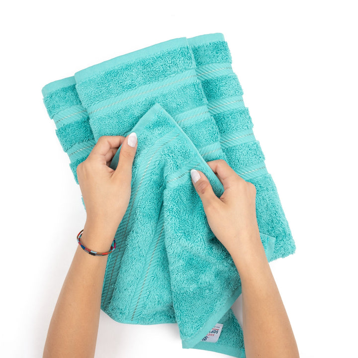 American Soft Linen 100%  Cotton Turkish Towels, 4 Pack Hand Towel Set, Super Soft, Absorbent, Quick Dry Premium Towels