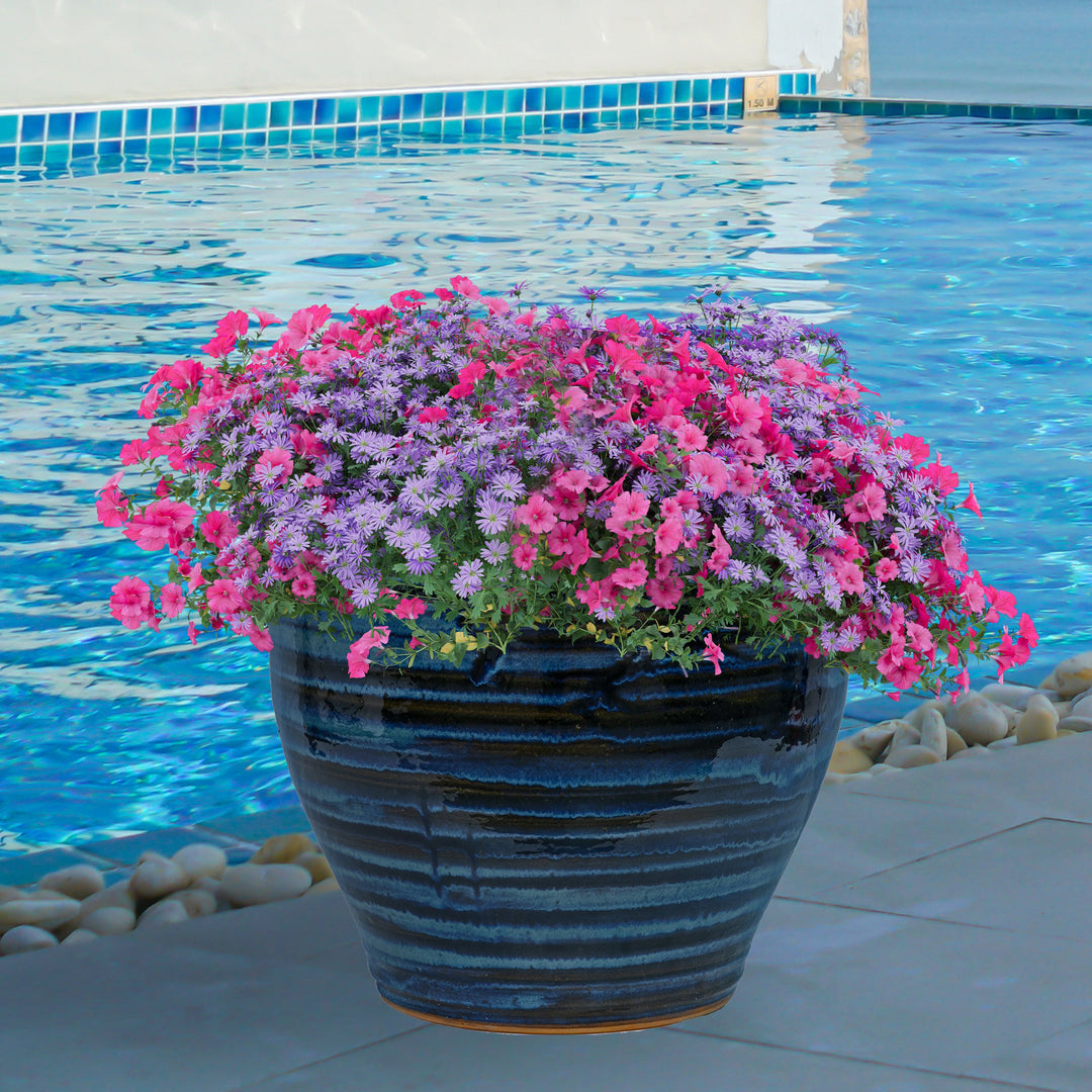 Round Glazed Ceramic Planter with Drainage