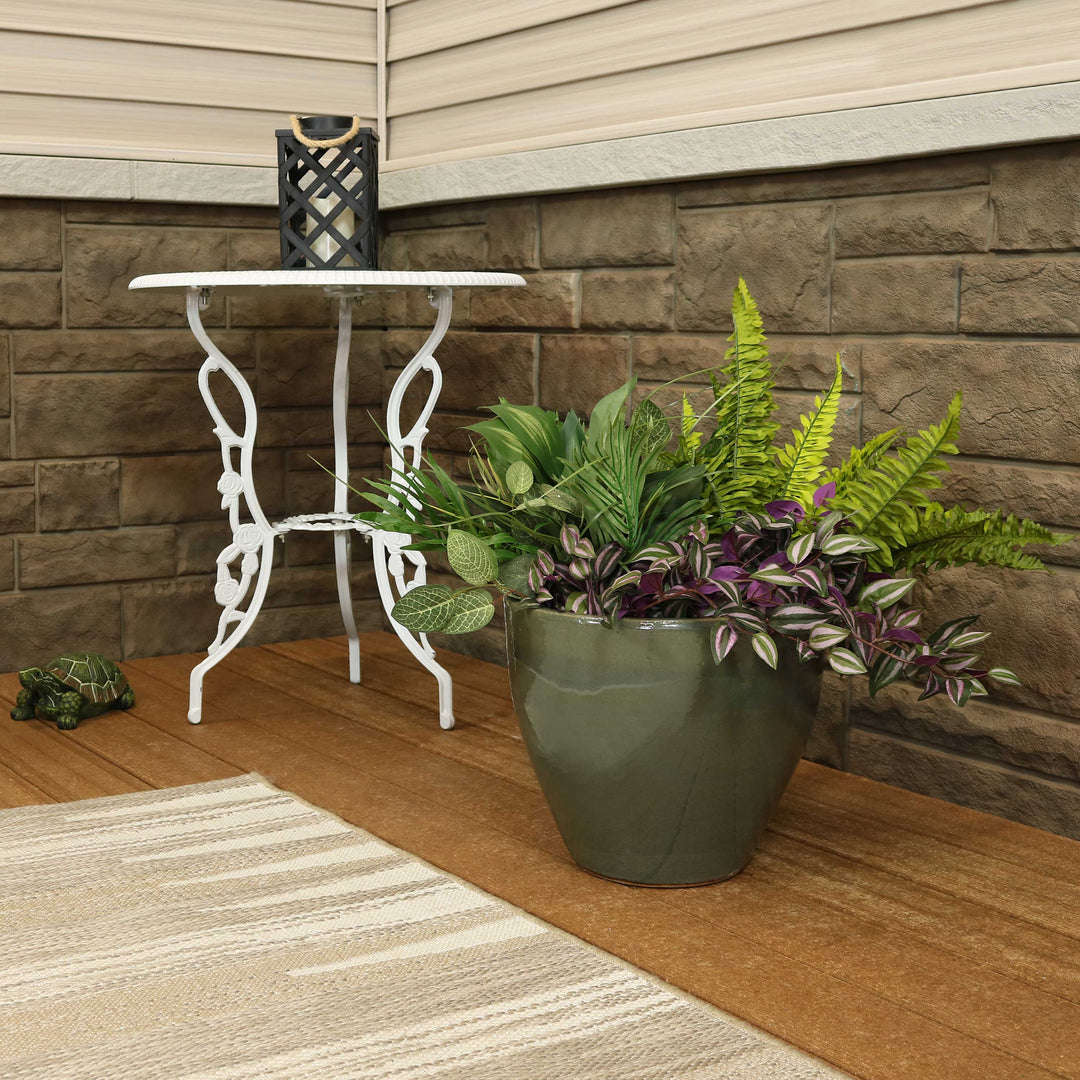 Round Glazed Ceramic Planter with Drainage