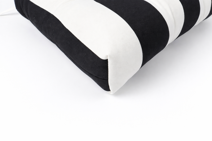 Outdoor Chair Cushions Set of 8 in Black/White Striped