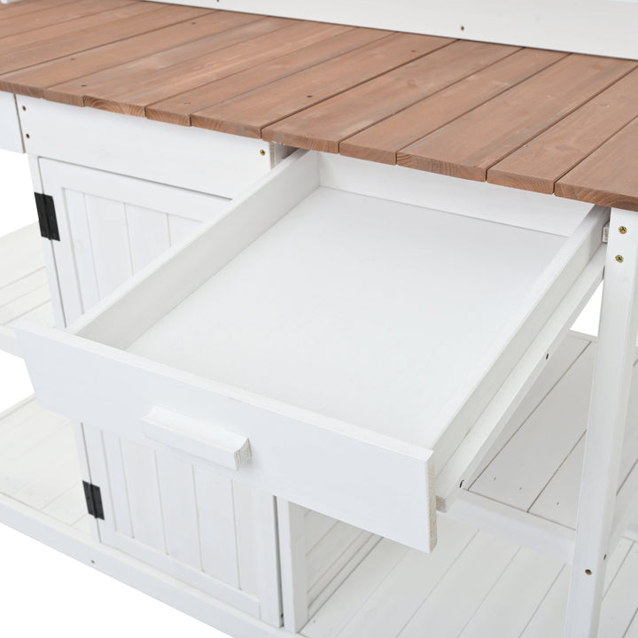 Topmax 66" Large Outdoor Farmhouse Wooden Potting Bench Table