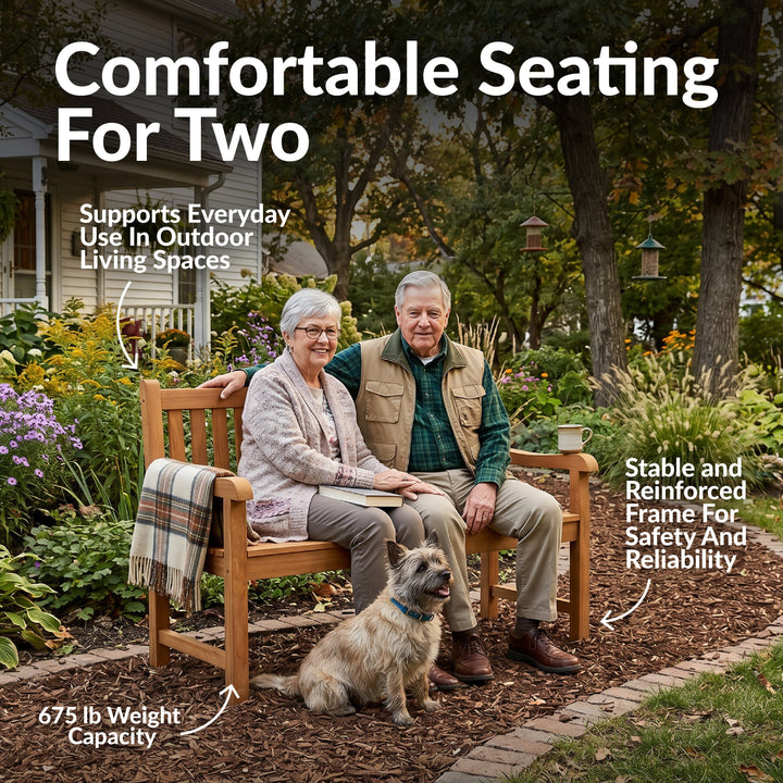 2-Person Teak Patio Bench for Outside