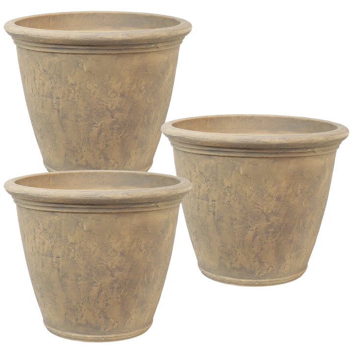 Anjelica Polyresin Large Round Outdoor Planter