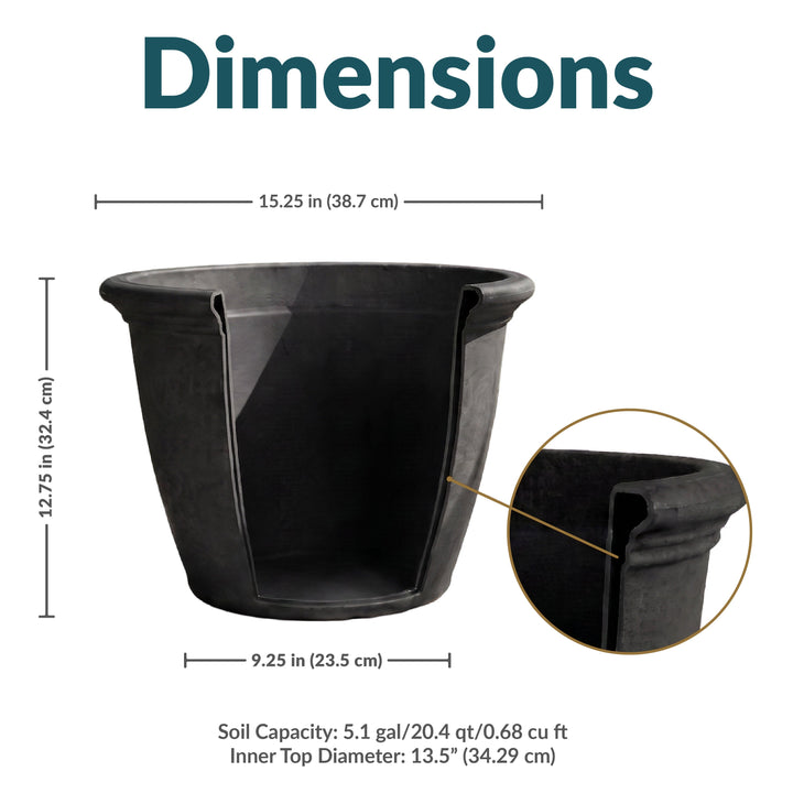 Anjelica Polyresin Large Round Outdoor Planter
