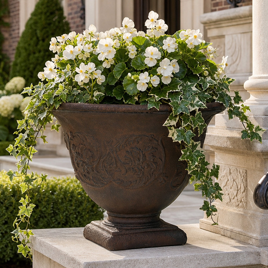 Darcy Polyresin Outdoor Pedestal Planter Urn - 16"